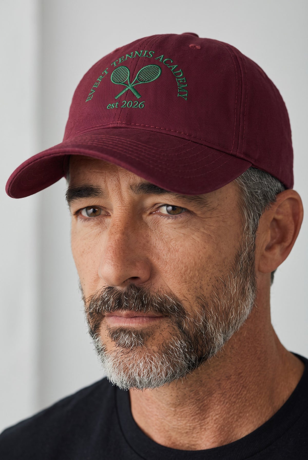 Tennis Academy Hat worn by a model, front view