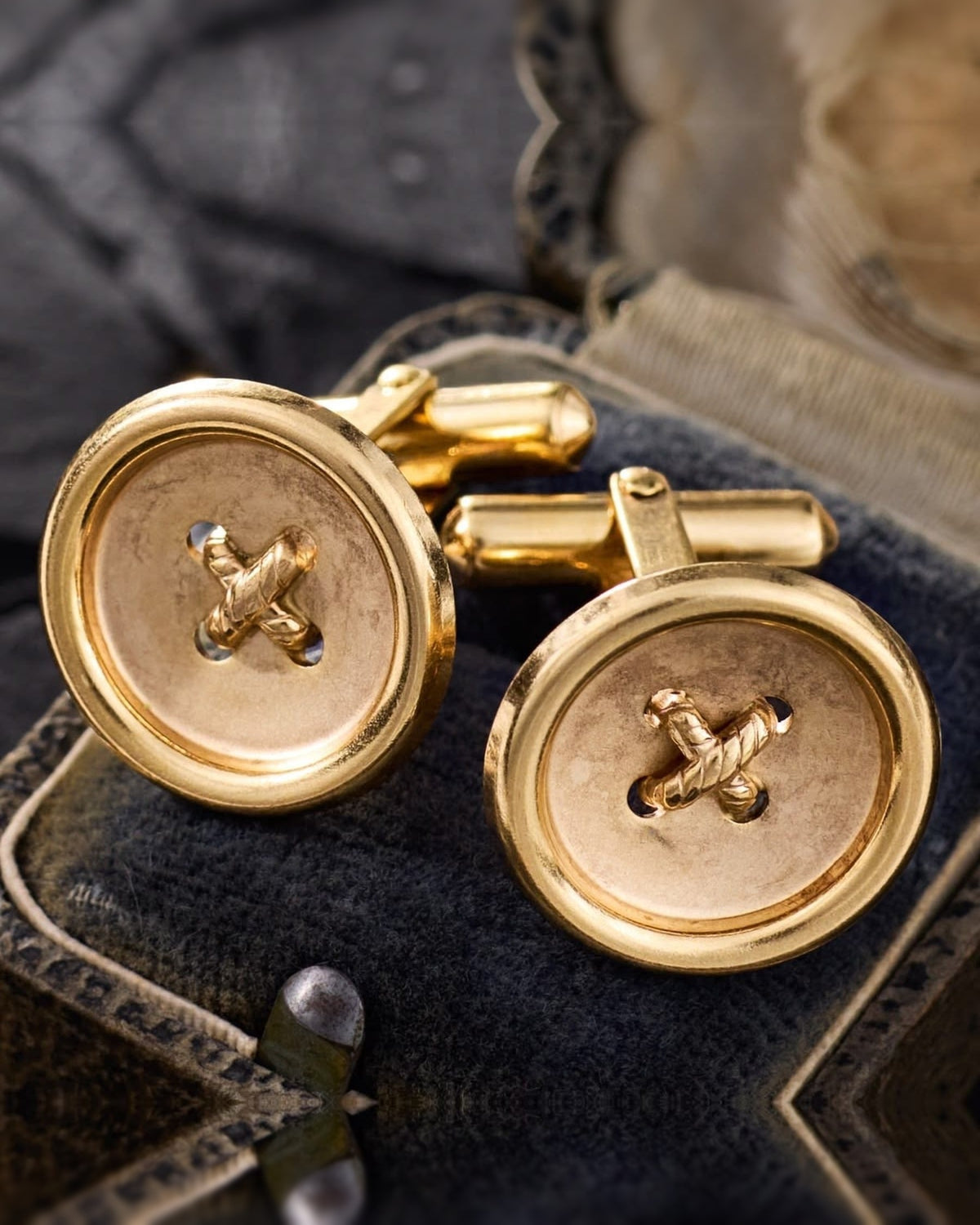 Sewing Button Cufflinks | Personalized Engraved Tailor Gift for Him