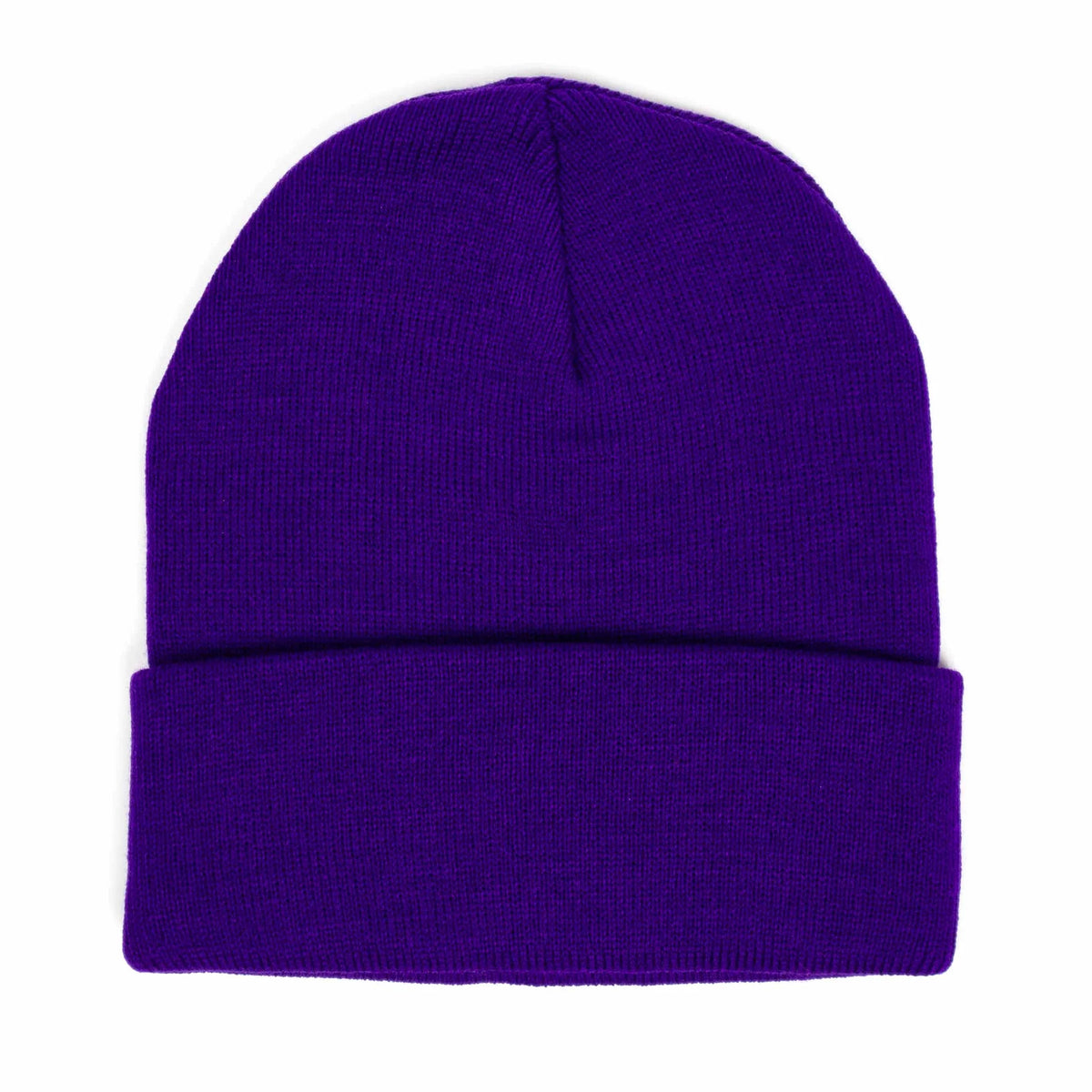 Purple cuffed knit beanie, blank