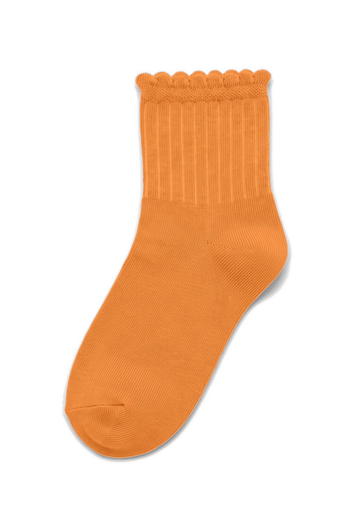 Orange ruffle ankle socks, blank — no embroidery