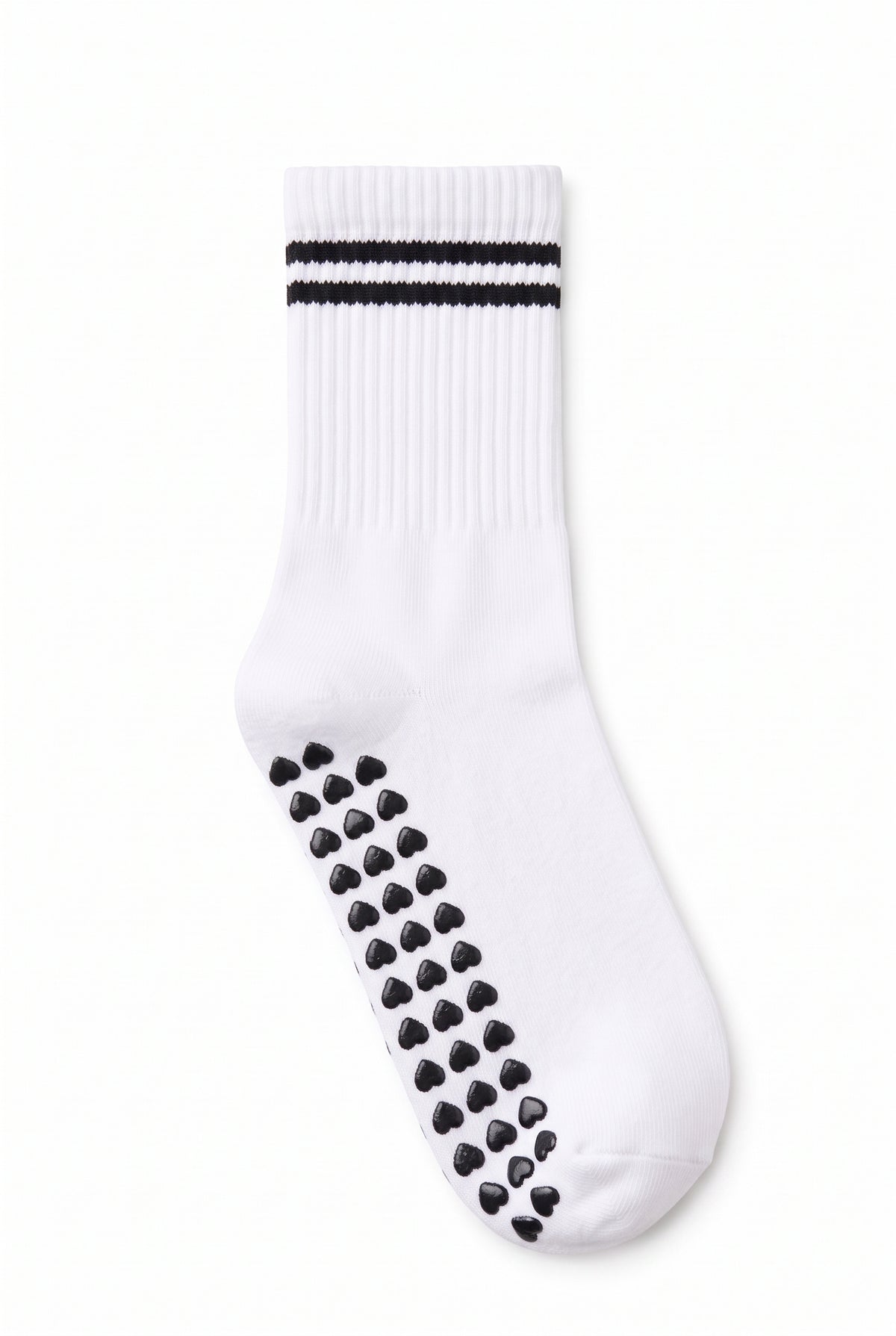 Black Stripe crew pilates grip socks, blank — no embroidery