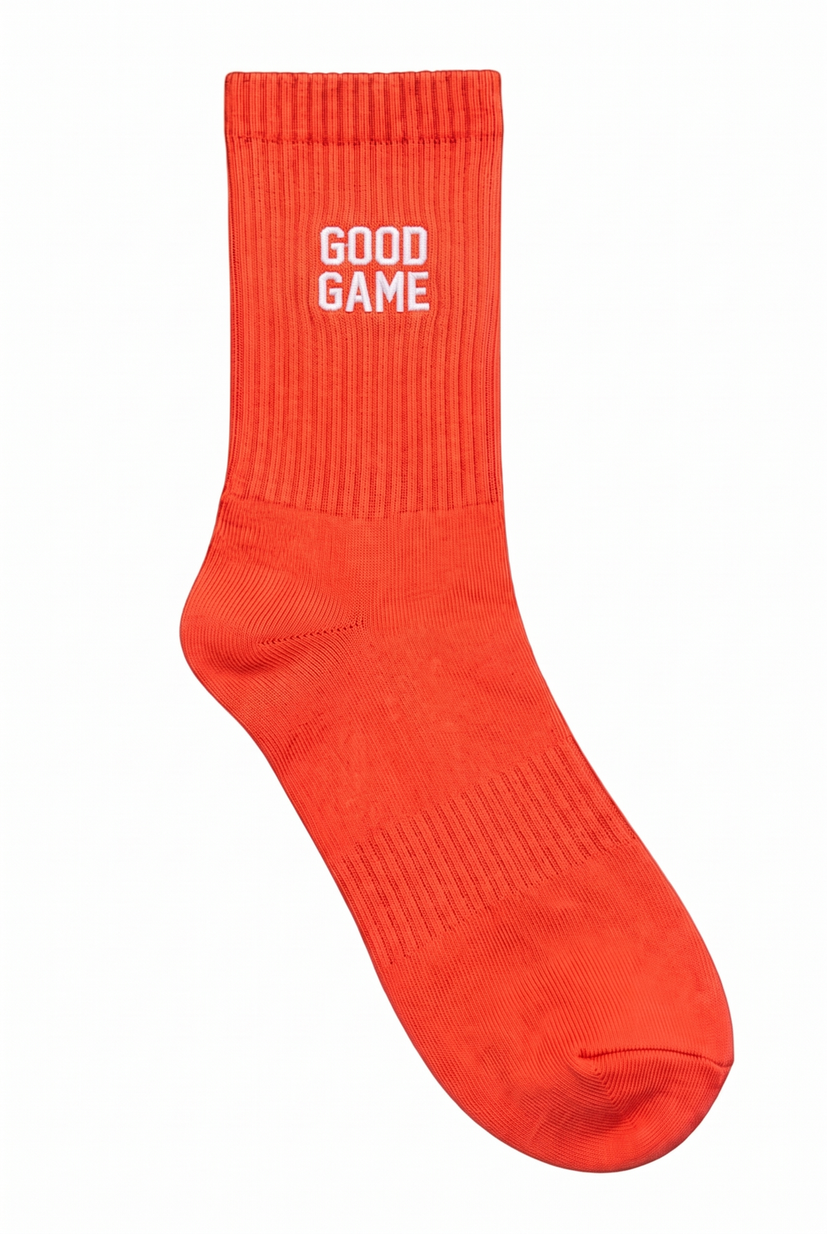 Orange tennis socks with custom embroidery on the cuff