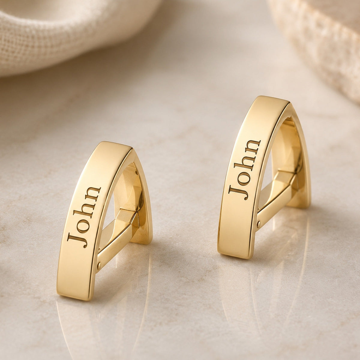 Personalized Name Bar Cufflinks | Custom Engraved Initial Wrap Cufflinks