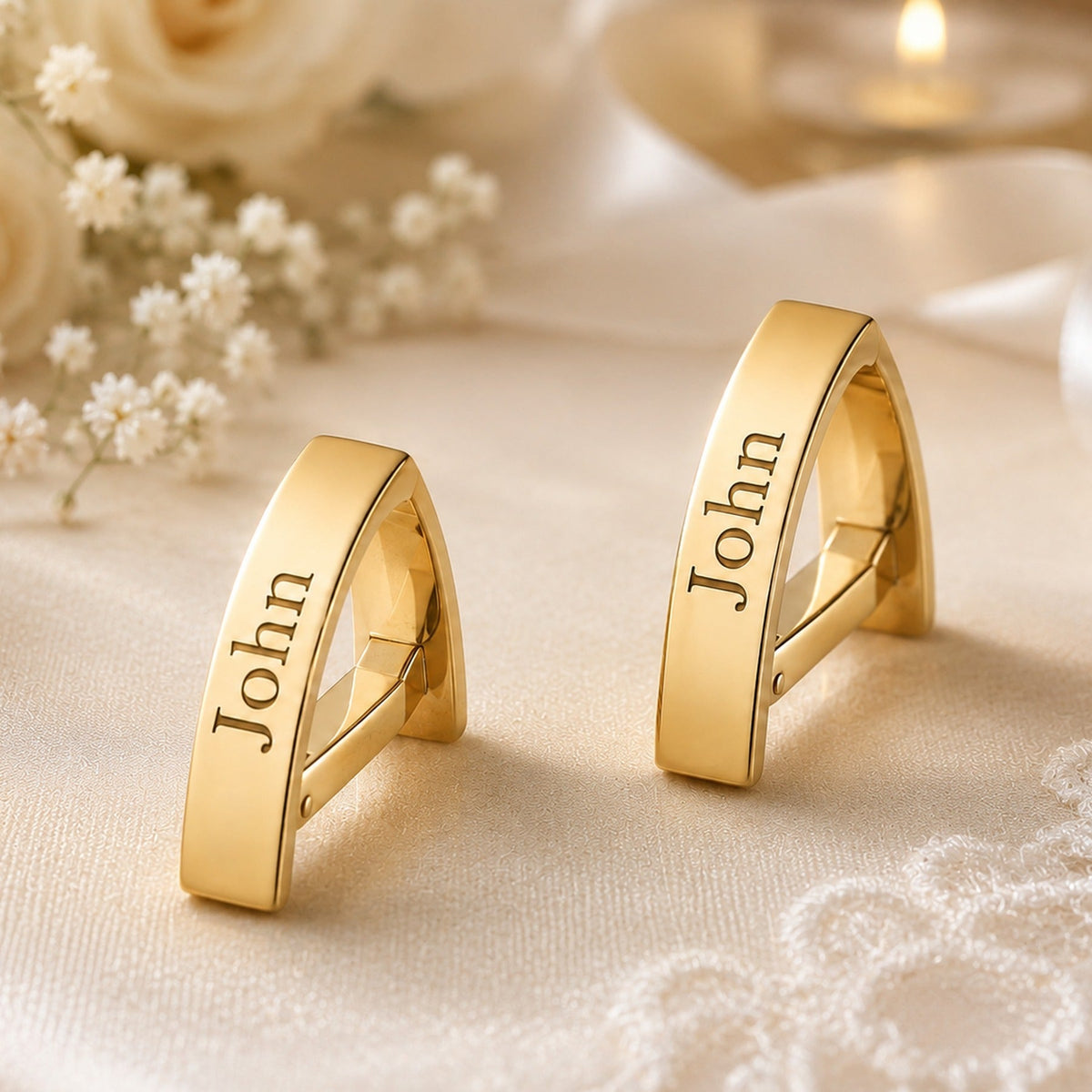 Personalized Name Bar Cufflinks | Custom Engraved Initial Wrap Cufflinks