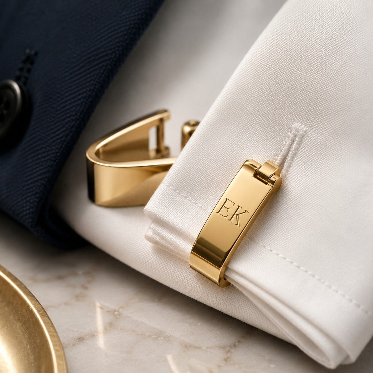 Personalized Name Bar Cufflinks | Custom Engraved Initial Wrap Cufflinks