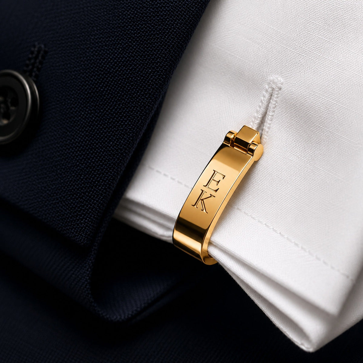 Personalized Name Bar Cufflinks | Custom Engraved Initial Wrap Cufflinks