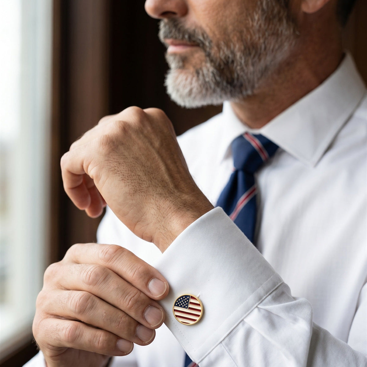 Personalized American Flag Cufflinks | Engraved USA Stars and Stripes Gift
