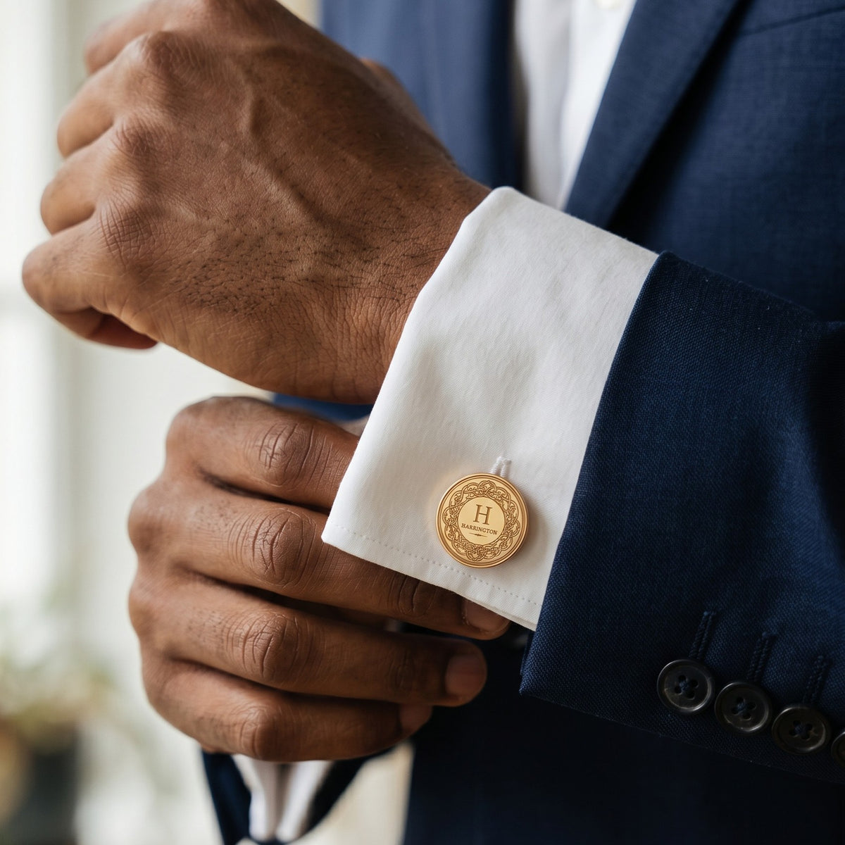 Personalized Celtic Knot Cufflinks | Engraved Monogram & Surname Groom Gift