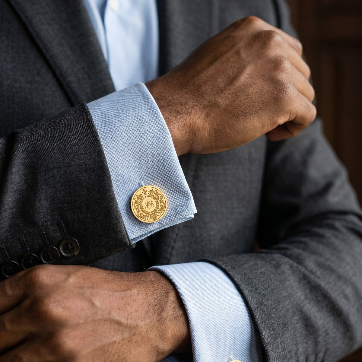 Personalized Monogram Cufflinks | Custom Engraved Initial Wedding & Groom Gift