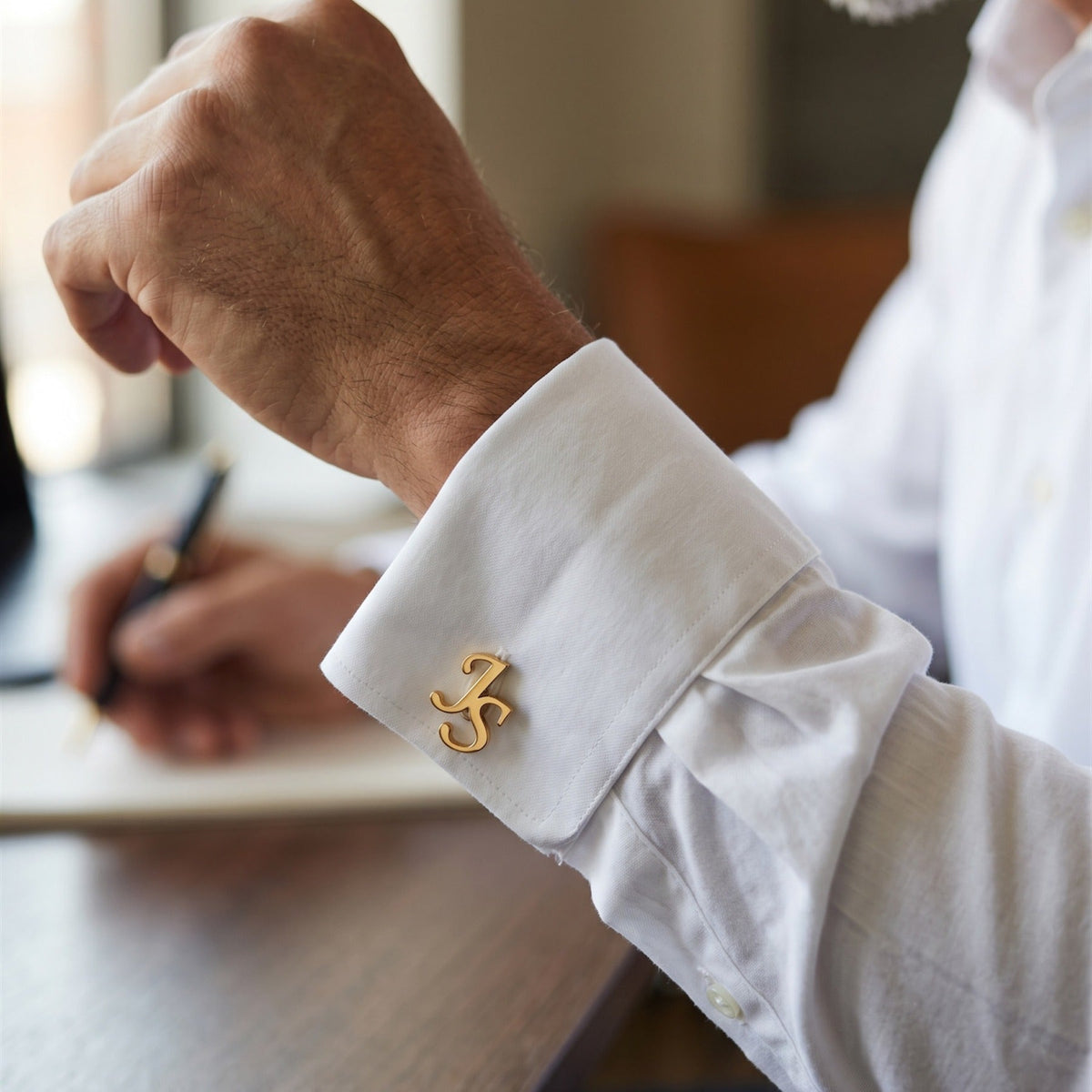 Personalized Monogram Cufflinks | Custom Script Initial Groom Wedding Gift