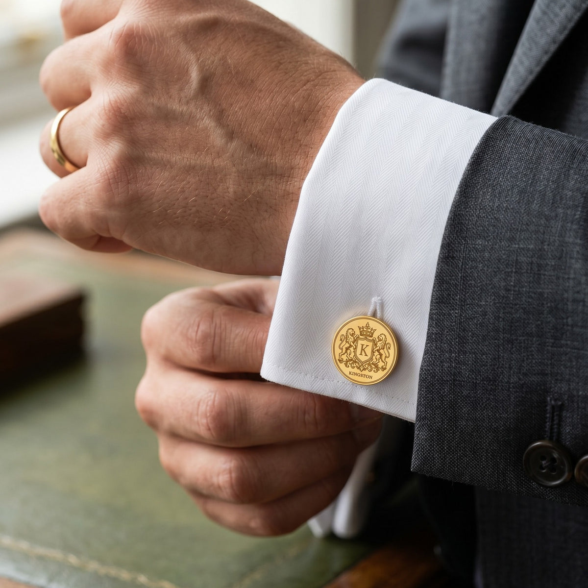 Personalized Family Crest Cufflinks | Engraved Monogram & Surname Gift