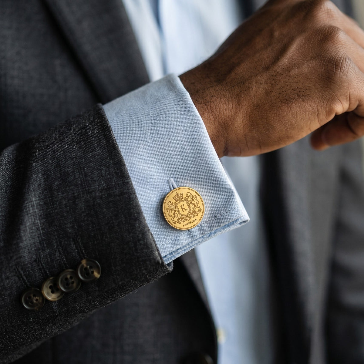 Personalized Family Crest Cufflinks | Engraved Monogram & Surname Gift