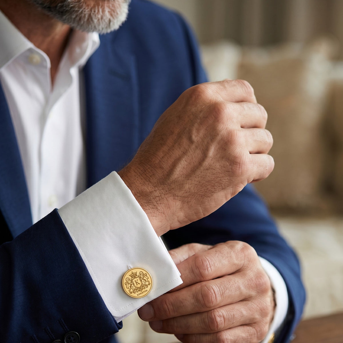 Personalized Family Crest Cufflinks | Engraved Monogram & Surname Gift