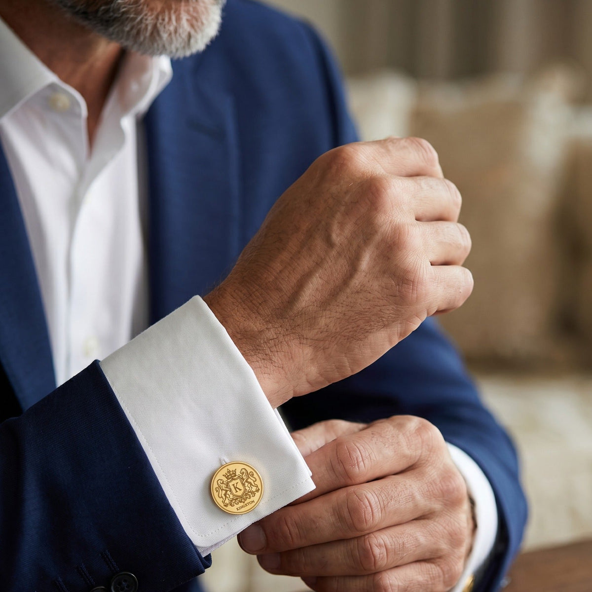 Personalized Family Crest Cufflinks | Engraved Monogram & Surname Gift