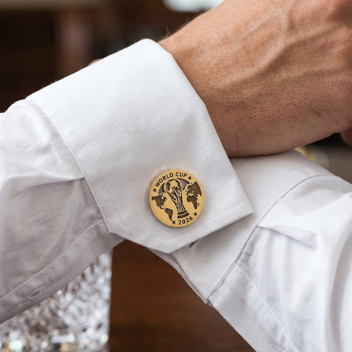 World Cup 2026 Trophy Cufflinks | Personalized Engraved Soccer Fan Gift