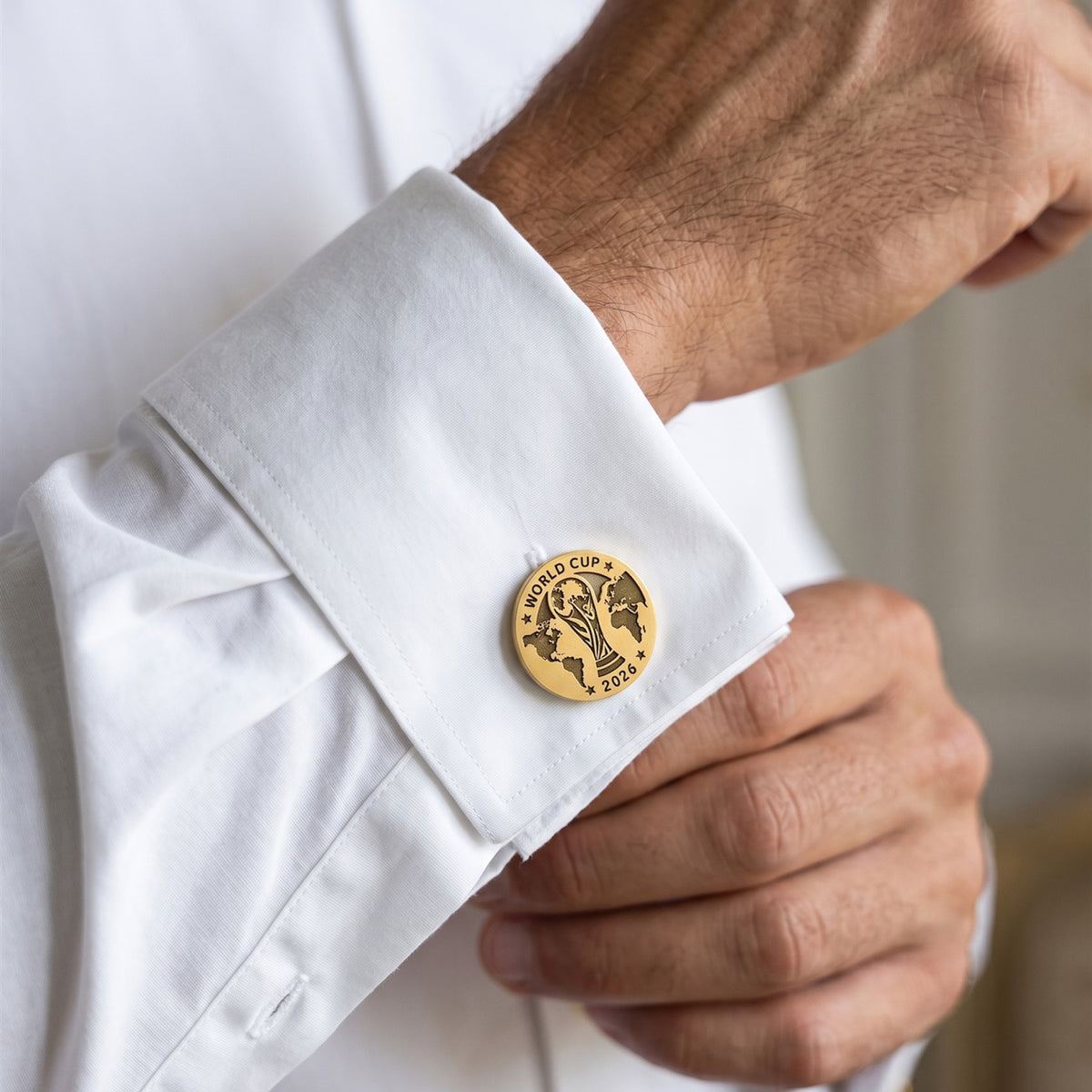 World Cup 2026 Trophy Cufflinks | Personalized Engraved Soccer Fan Gift