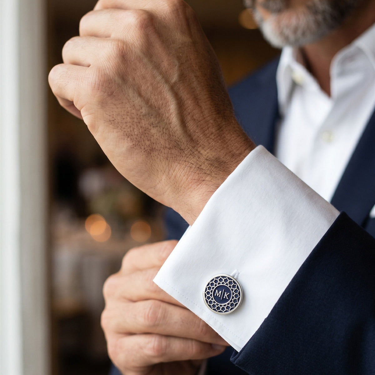 Navy Monogram Cufflinks | Personalized Two-Initial Groom & Groomsmen Gift
