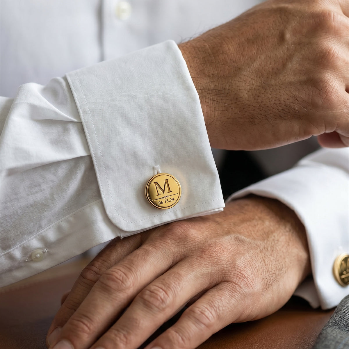 Monogram & Date Cufflinks | Personalized Initial Wedding Date Groom Gift