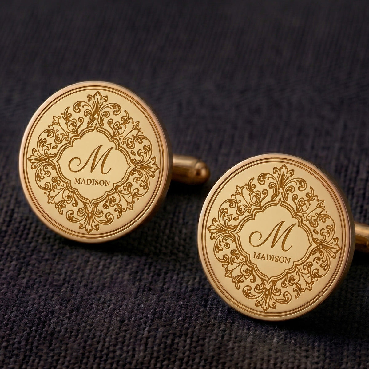 Personalized Monogram Cufflinks | Engraved Initial & Surname Groom Gift