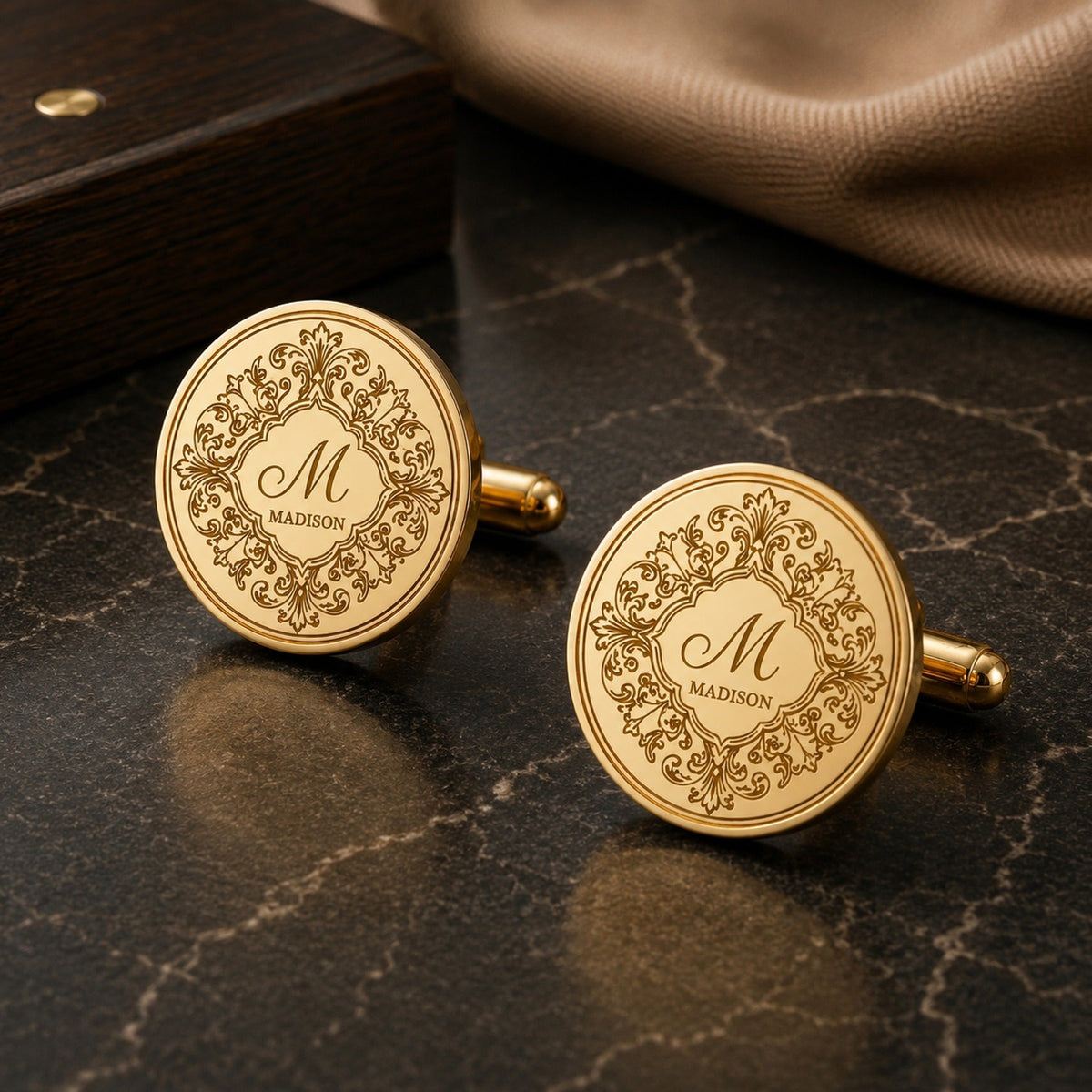 Personalized Monogram Cufflinks | Engraved Initial & Surname Groom Gift