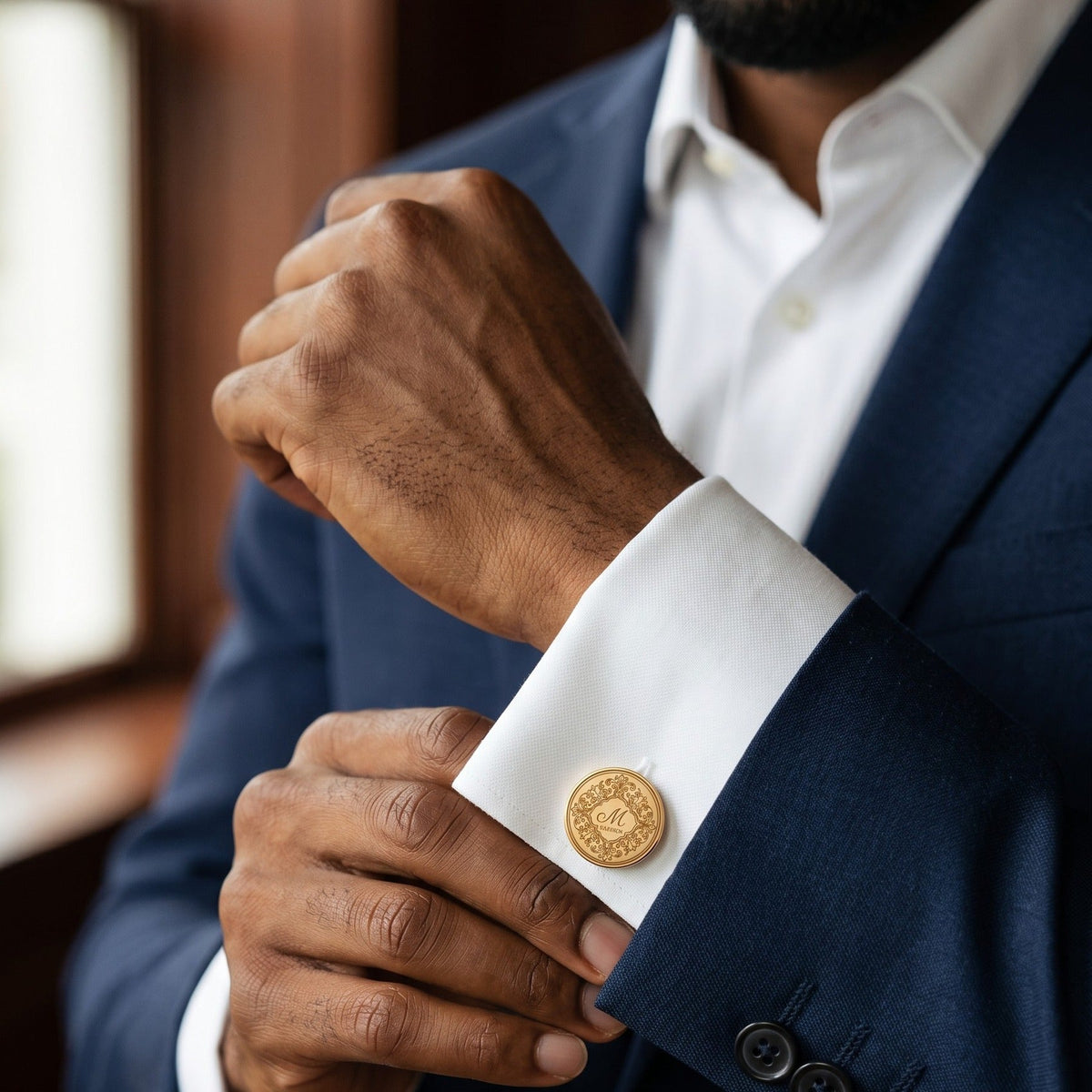 Personalized Monogram Cufflinks | Engraved Initial & Surname Groom Gift