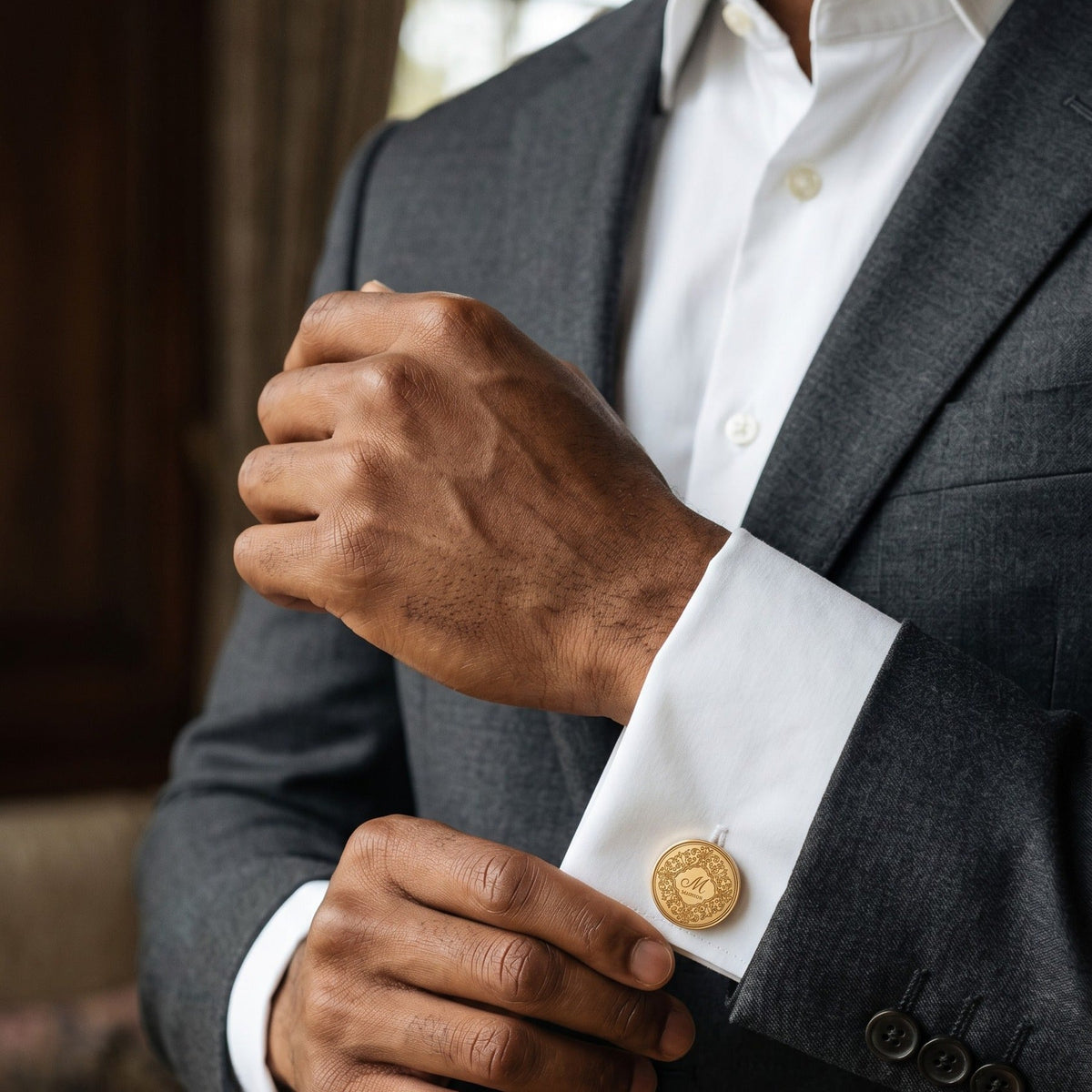 Personalized Monogram Cufflinks | Engraved Initial & Surname Groom Gift