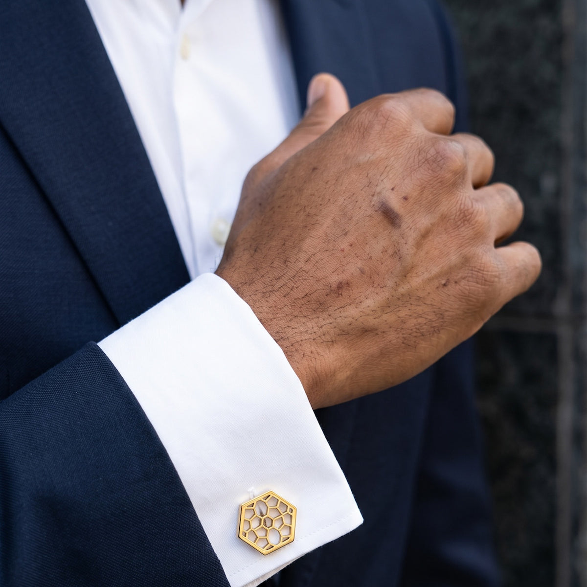 Personalized Honeycomb Cufflinks | Engraved Hexagon Groom & Groomsmen Gift