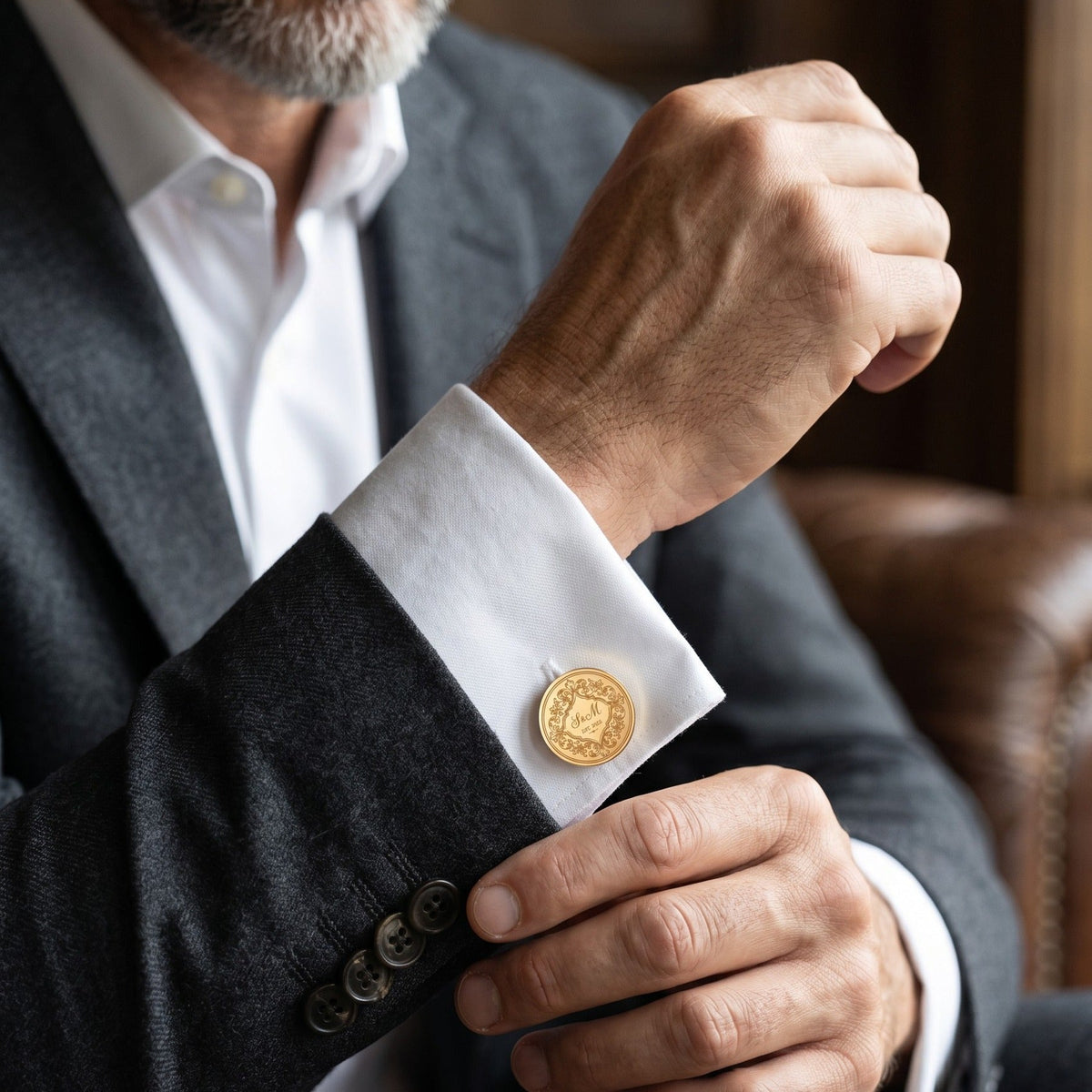 Personalized Monogram Cufflinks | Engraved Couple Initials & Date Wedding Gift