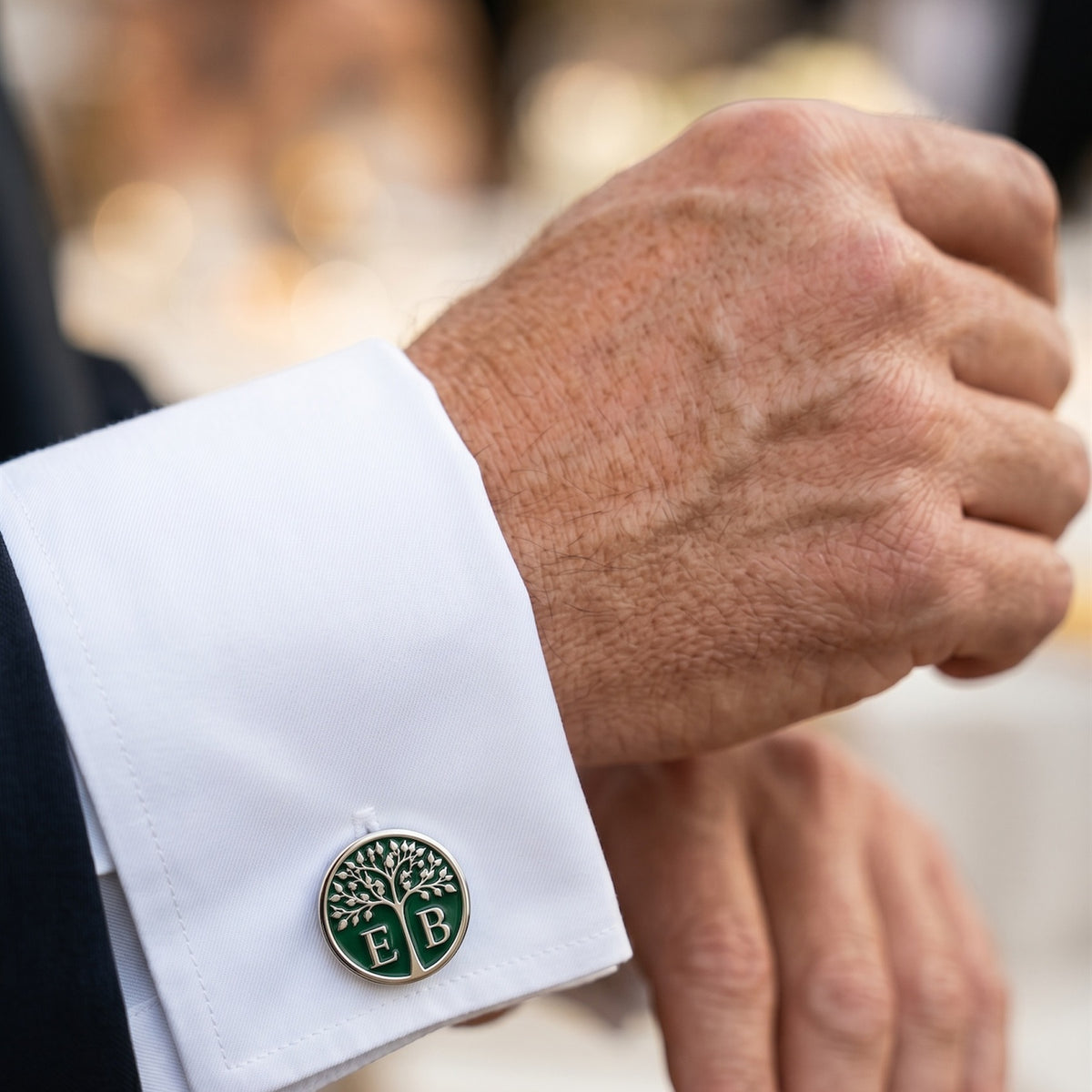 Personalized Tree of Life Cufflinks | Custom Green Monogram Initial Gift