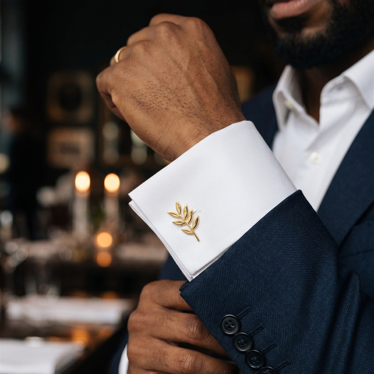 Olive Branch Cufflinks | Personalized Engraved Wedding Gift for Groom