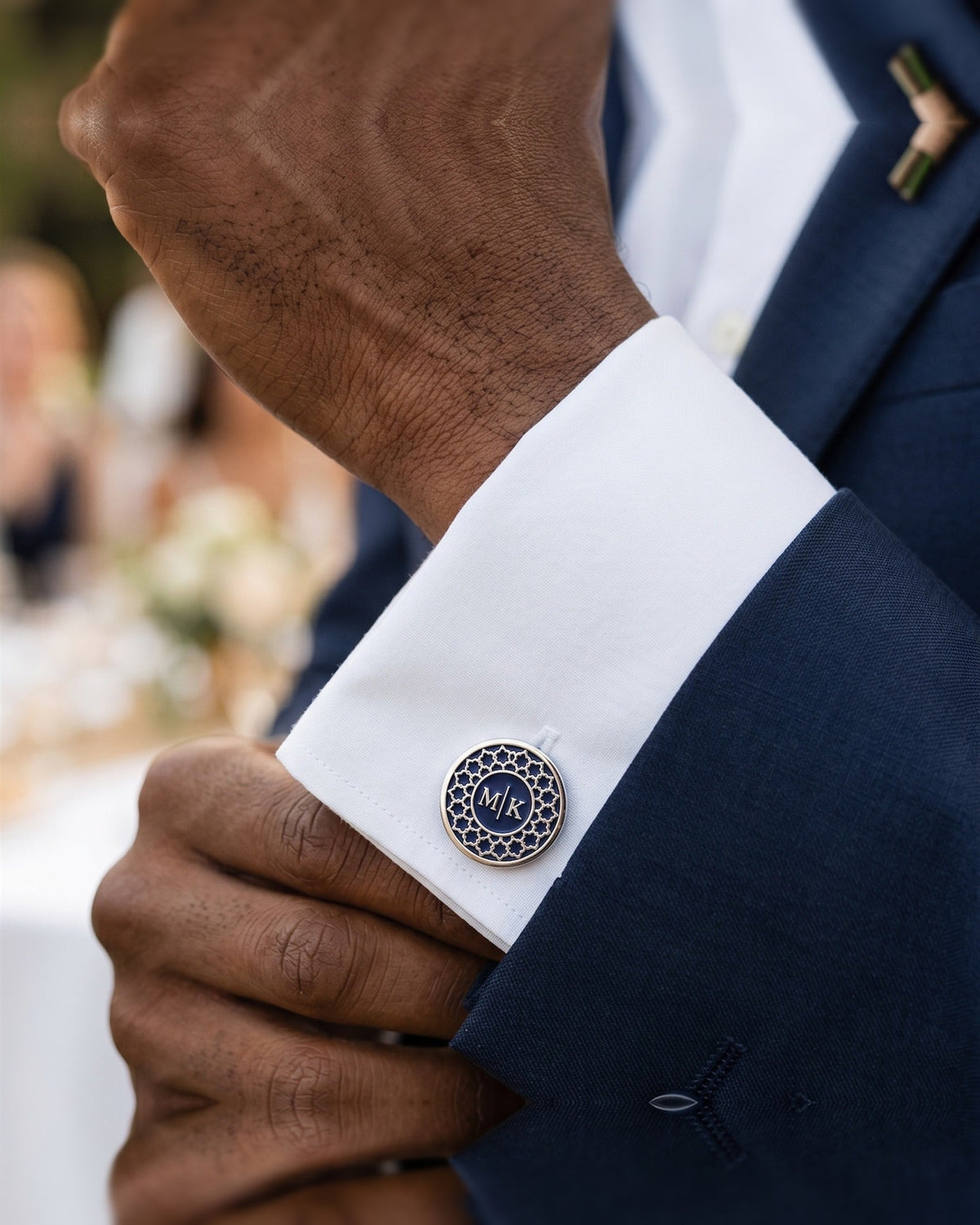 Navy Monogram Cufflinks | Personalized Two-Initial Groom & Groomsmen Gift