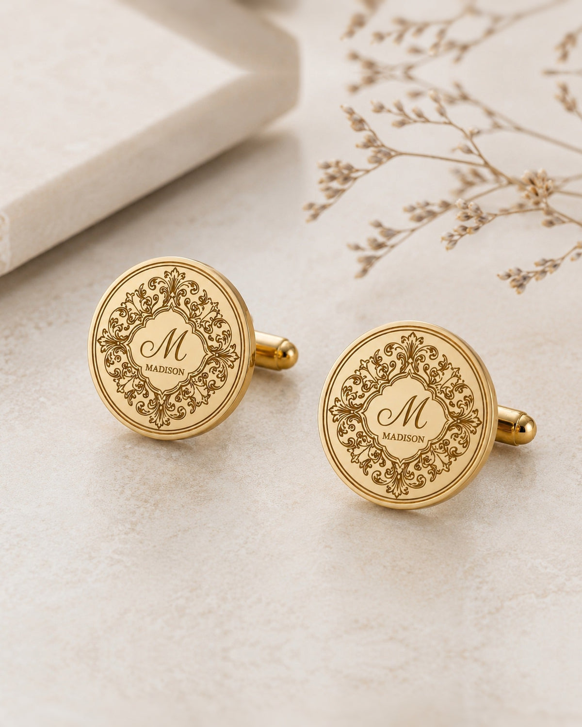 Personalized Monogram Cufflinks | Engraved Initial & Surname Groom Gift