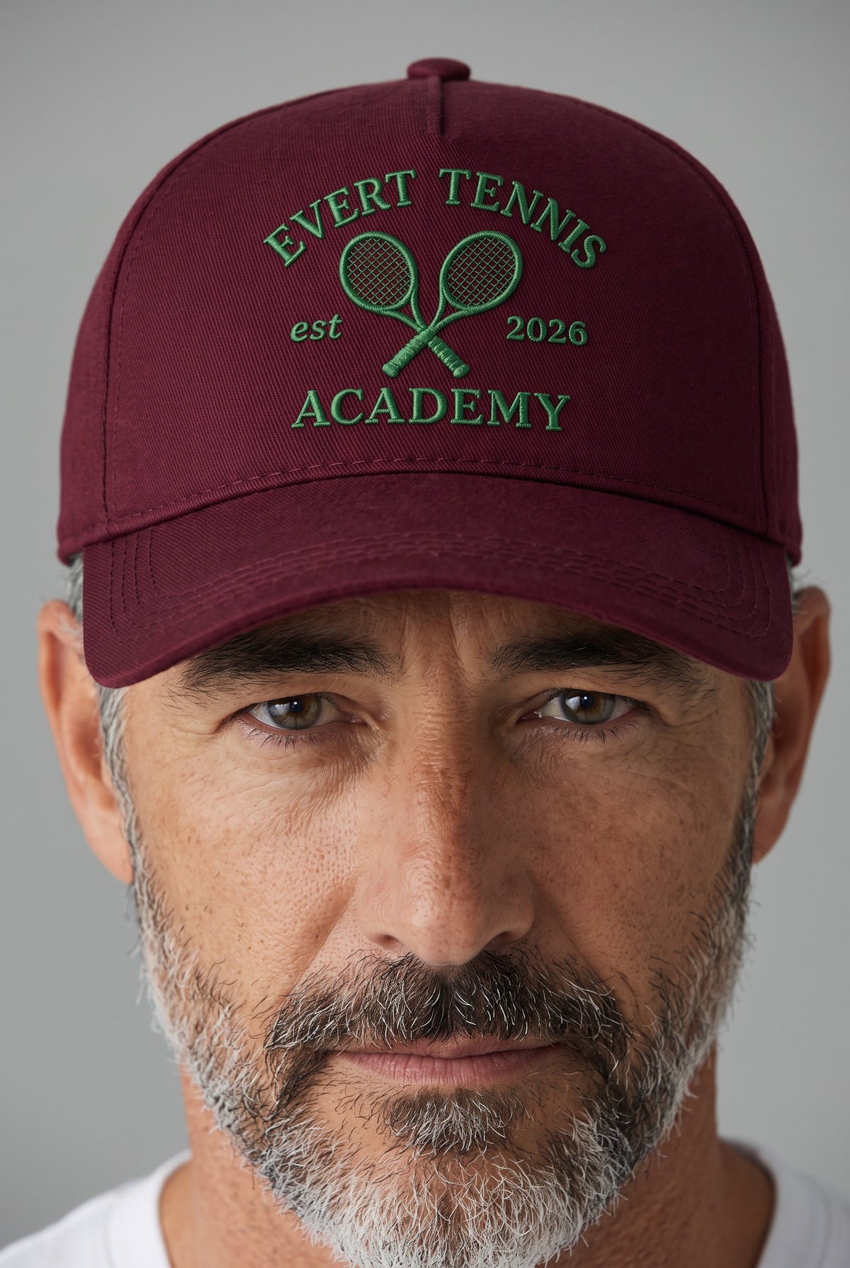 Tennis Academy Hat worn by a model, front view