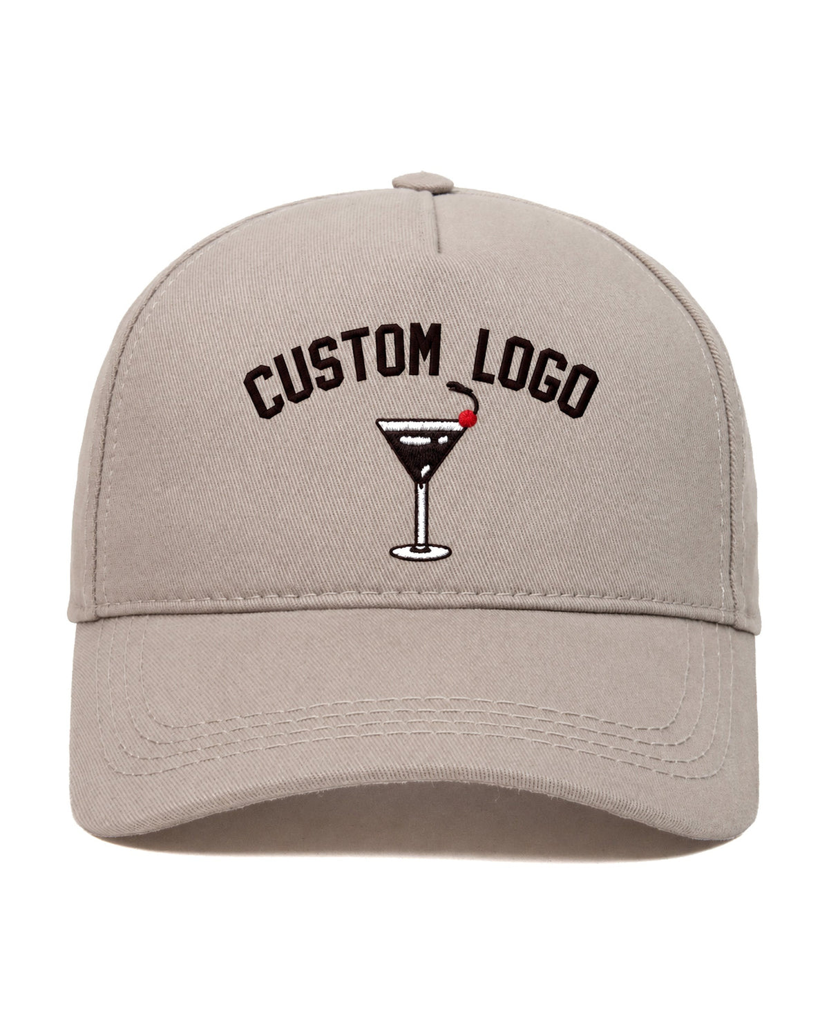 custom logo embroidered hat — custom embroidered cap, front view