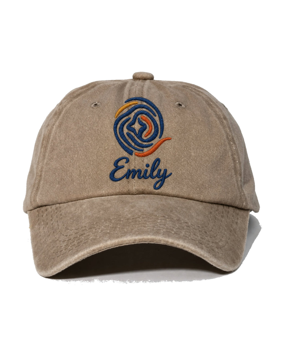 custom logo name embroidered hat — custom embroidered cap, front view