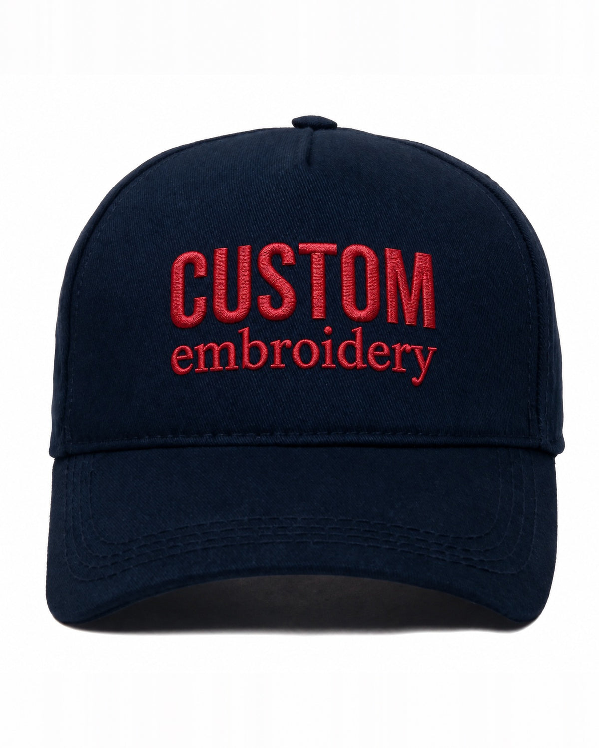 Custom Text Hat — front view of the embroidered cap