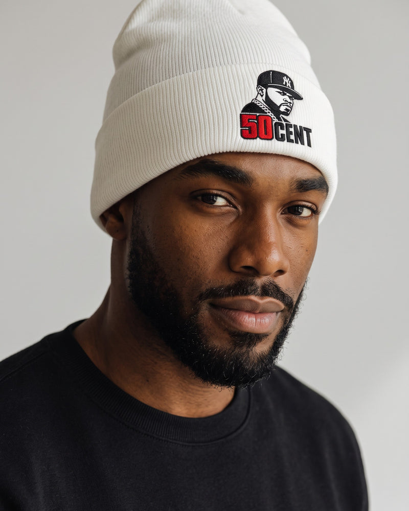 White Beanie | Custom Embroidered Cuffed Knit Hat with Your Name or Logo
