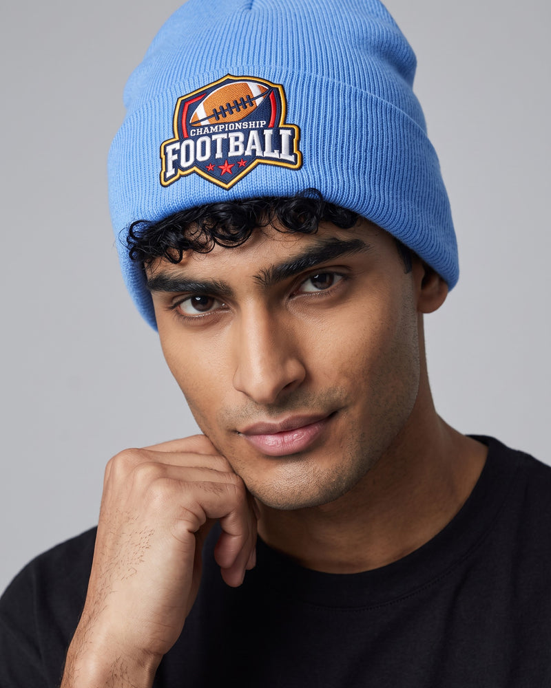 Sky Blue Beanie | Custom Embroidered Cuffed Knit Hat with Your Name or Logo