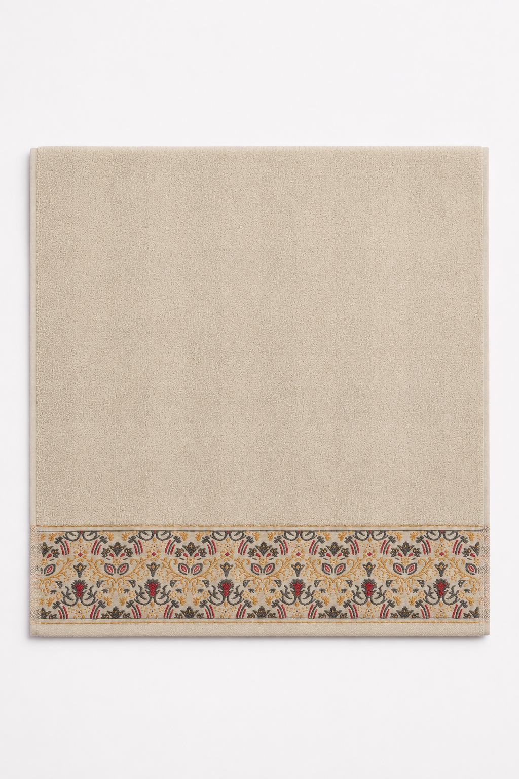 Cream patterned hair towel, blank