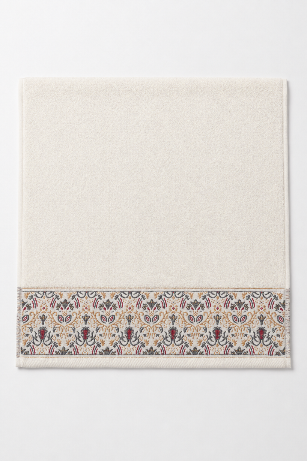 Plain ivory patterned hair towel, no embroidery