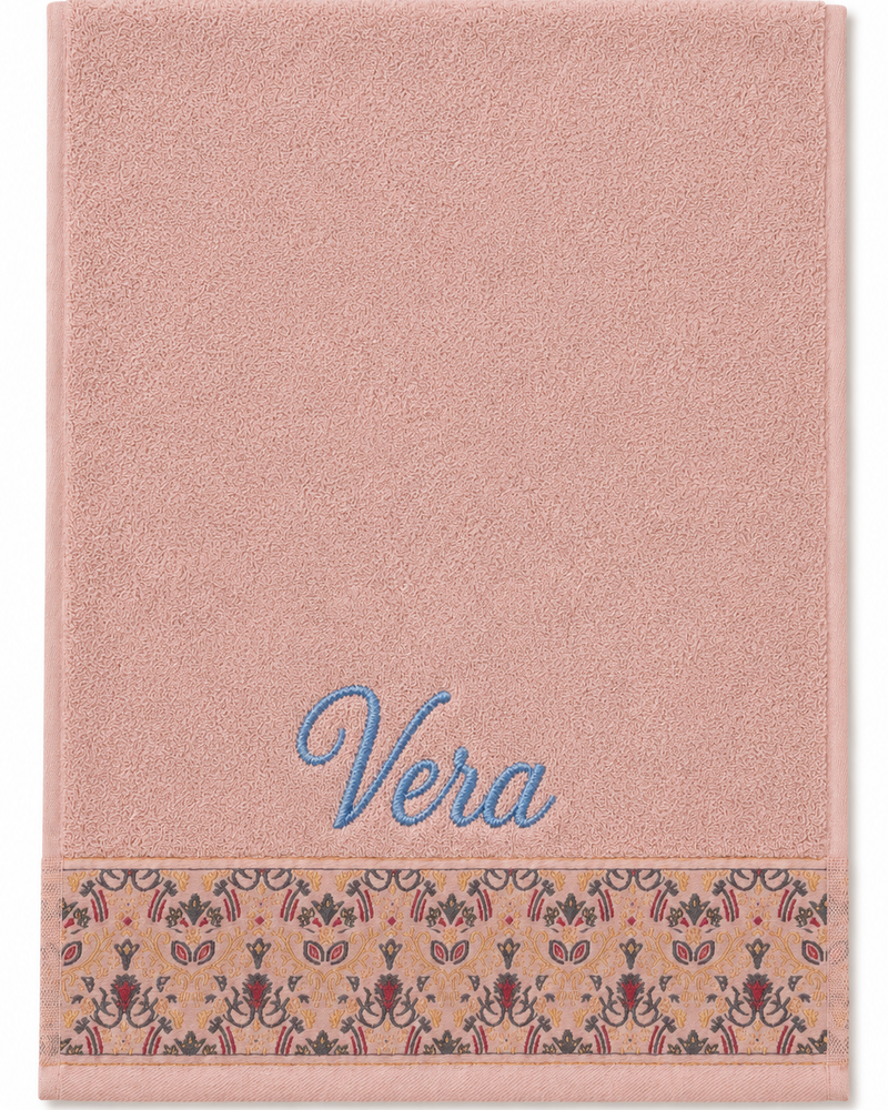 Wholesale Vera Embroidered Hair Towel in Blush Pink | Bulk Personalized Cotton Towels, 25+ Pieces