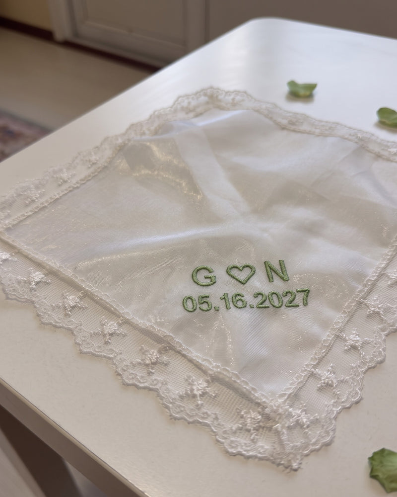 Wholesale G ♥ N Wedding Handkerchief, White Organza | Bulk Personalized Handkerchiefs, 15+ Pieces