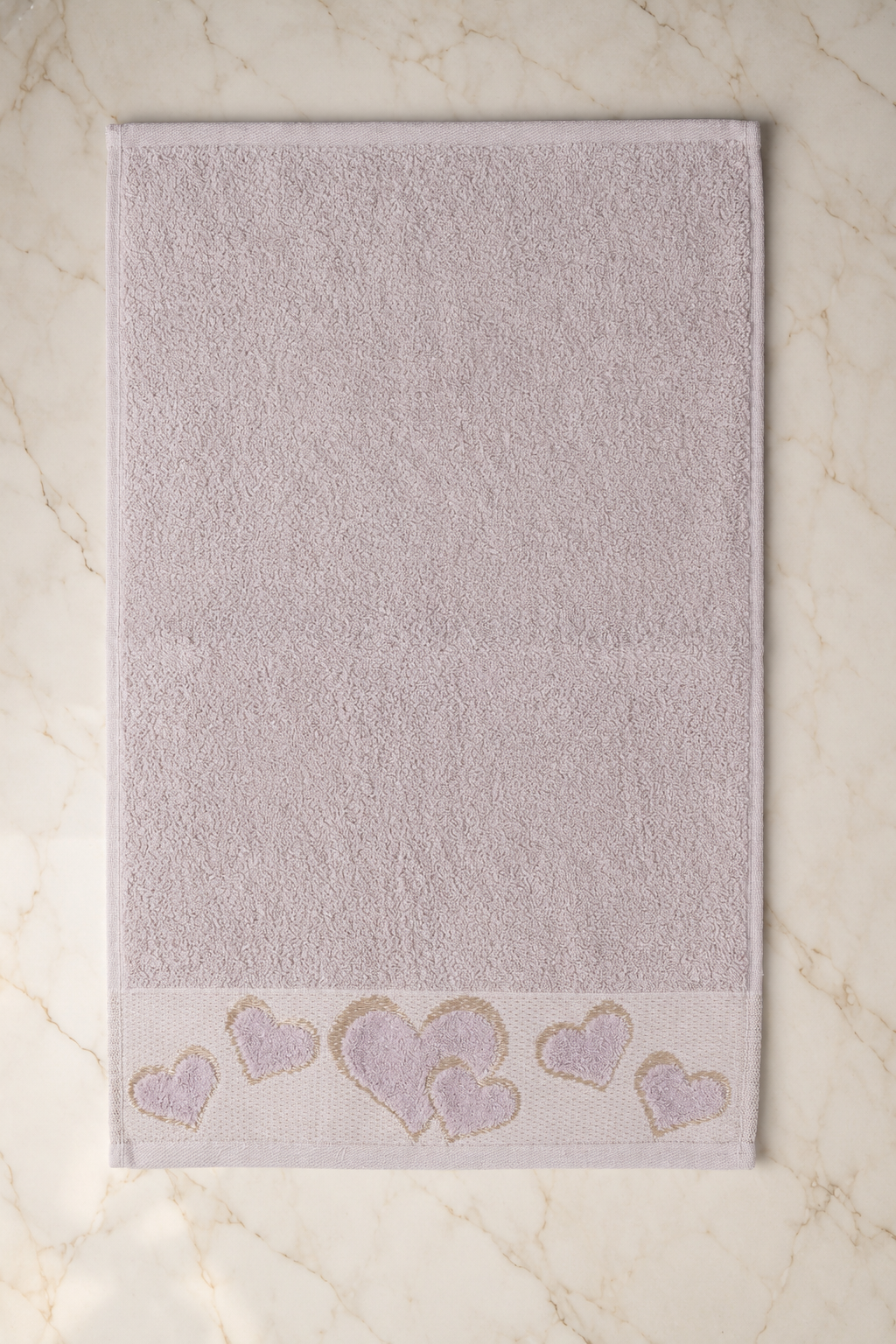 Mauve heart hand towel, blank