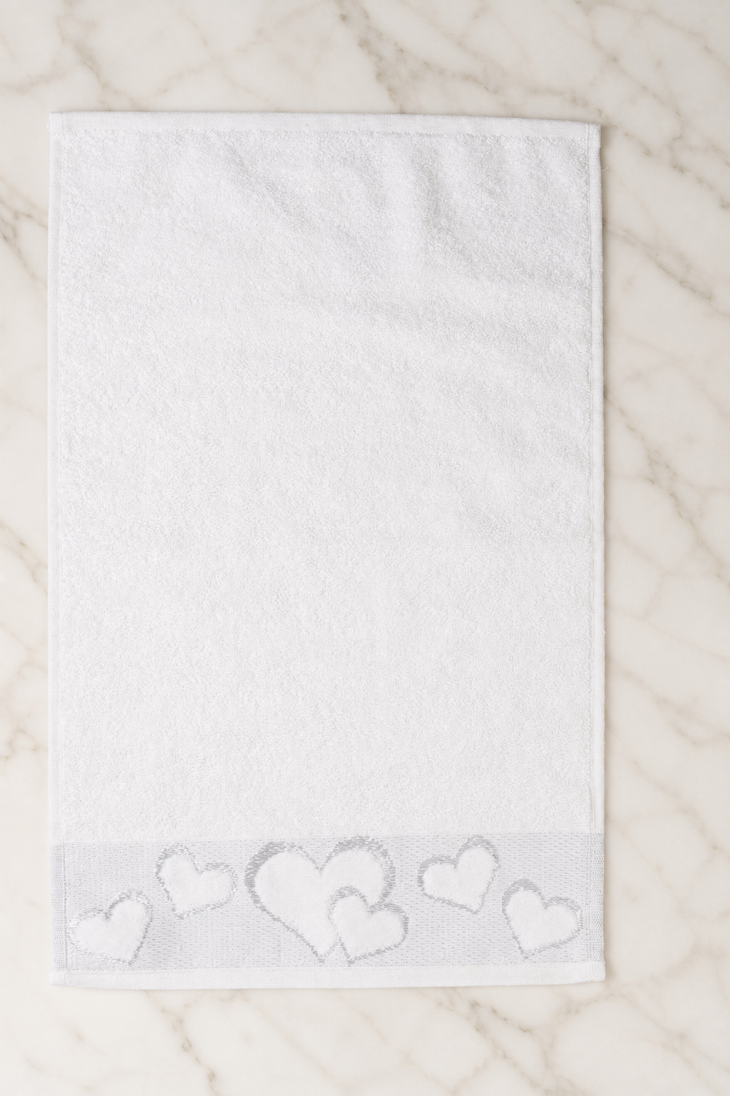 White heart hand towel, blank