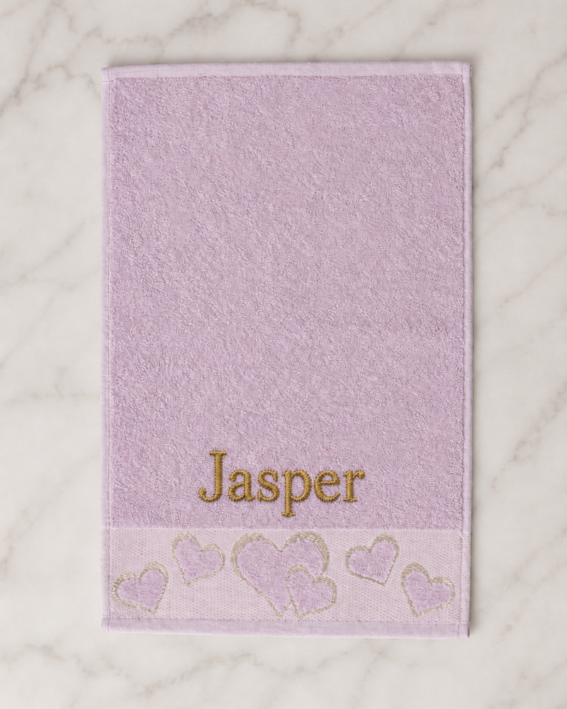 Wholesale Jasper Embroidered Heart Hand Towel | Bulk Personalized Cotton Towels, 25+ Pieces
