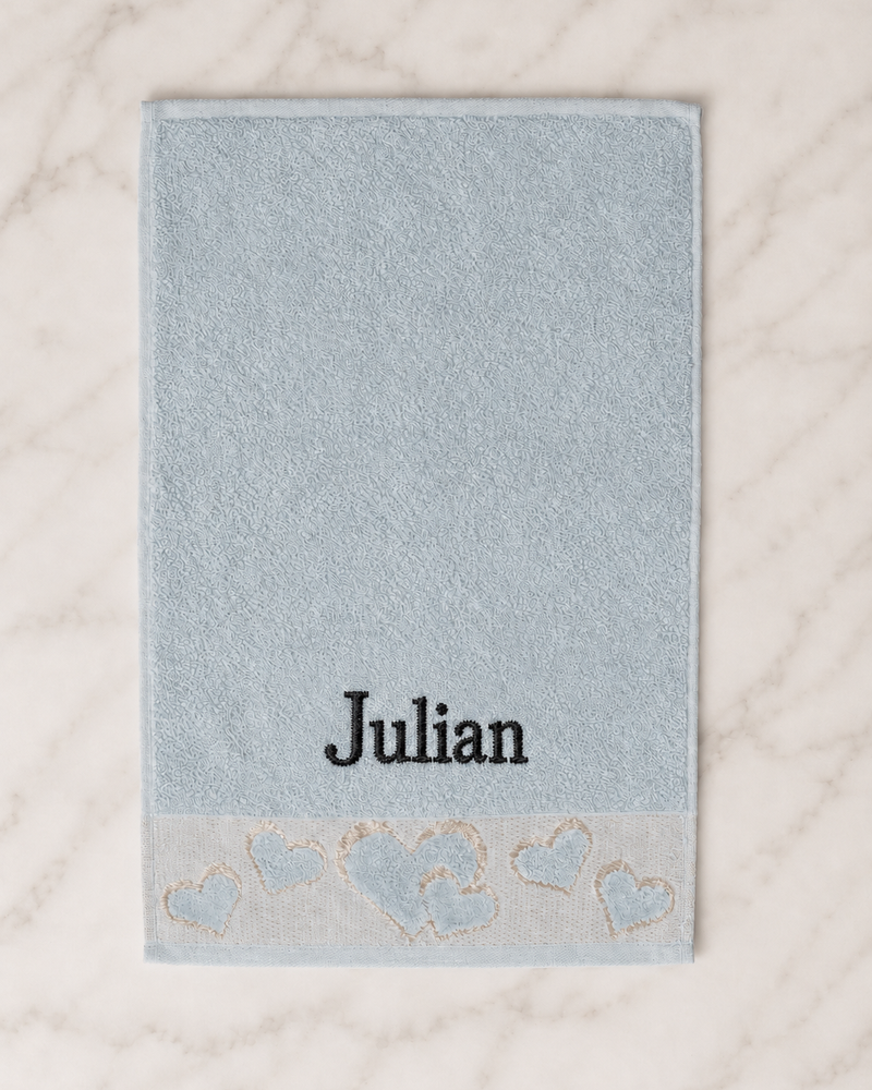 Wholesale Julian Embroidered Heart Hand Towel | Bulk Personalized Cotton Towels, 25+ Pieces