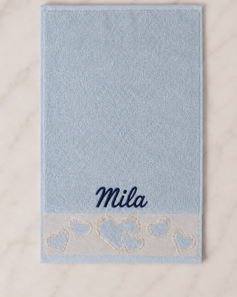 Wholesale Mila Embroidered Heart Hand Towel | Bulk Personalized Cotton Towels, 25+ Pieces