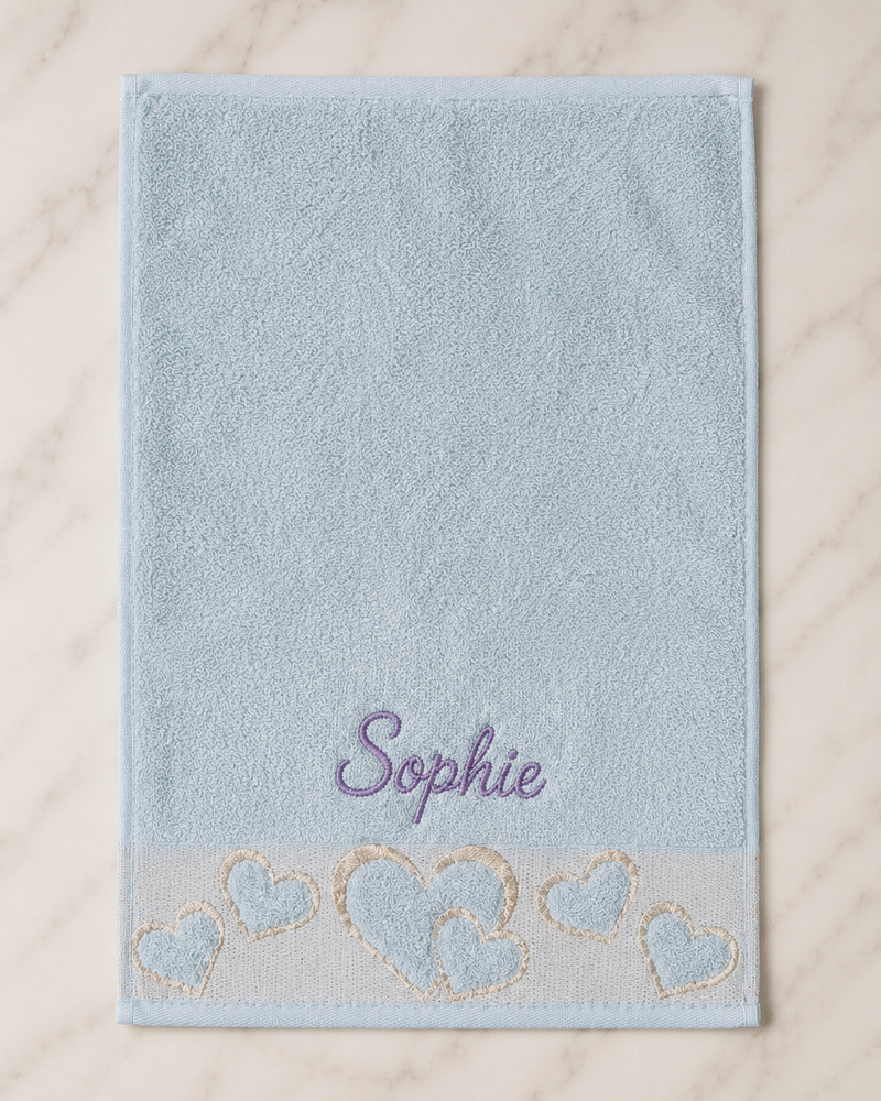Wholesale Sophie Embroidered Heart Hand Towel | Bulk Personalized Cotton Towels, 25+ Pieces
