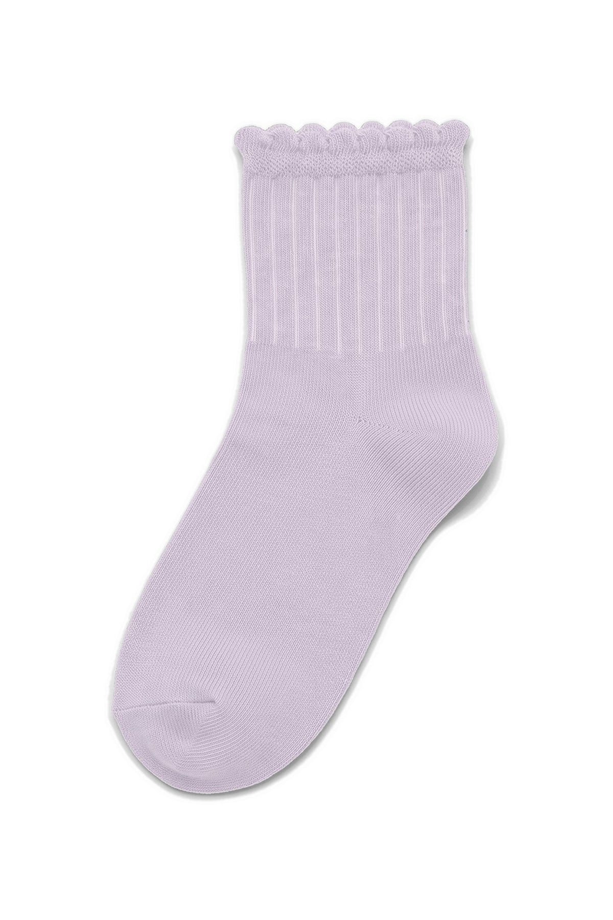 Light Lavender ruffle ankle socks, blank — no embroidery