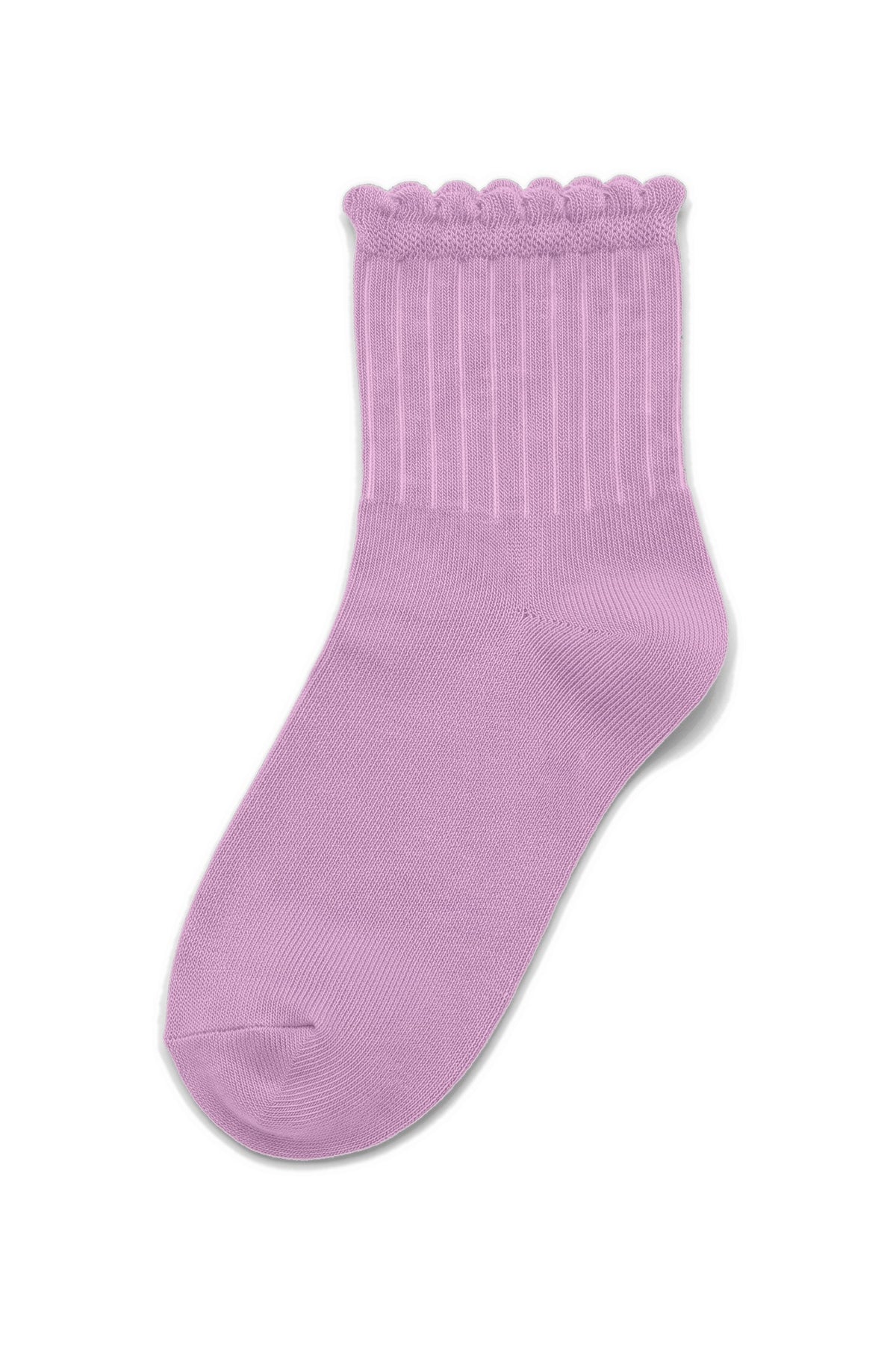 Orchid ruffle ankle socks, blank — no embroidery